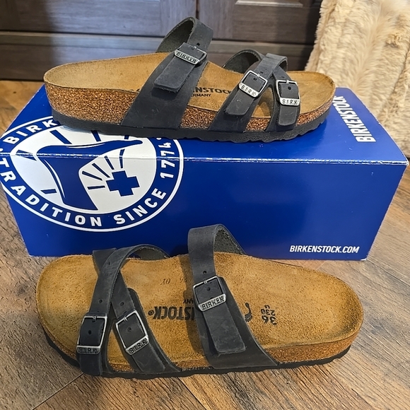 Womens Birkenstock Franca Black Narrow Fit EU 36 Size 5.5 Retail $135 - Picture 3 of 11